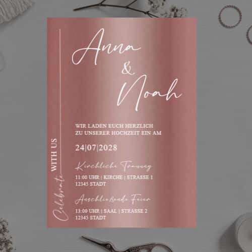 acryl spiegel einladungskarte zur hochzeit new jersey rosé